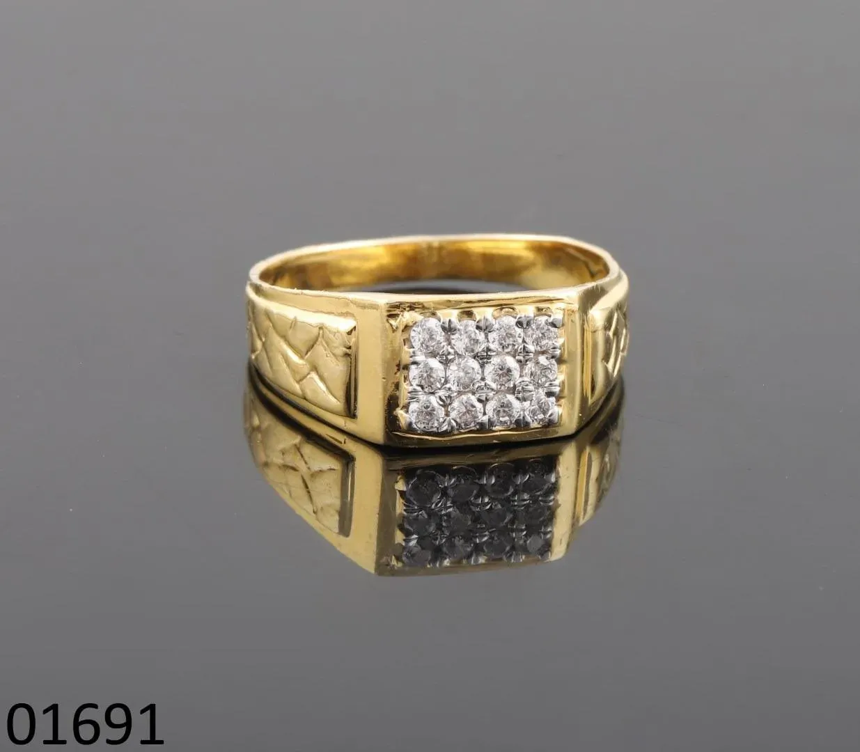 The Rudra Braided Diamond Grid Ring — 12-stone diamond grid with woven gold shoulders by Chawla Jewellers
