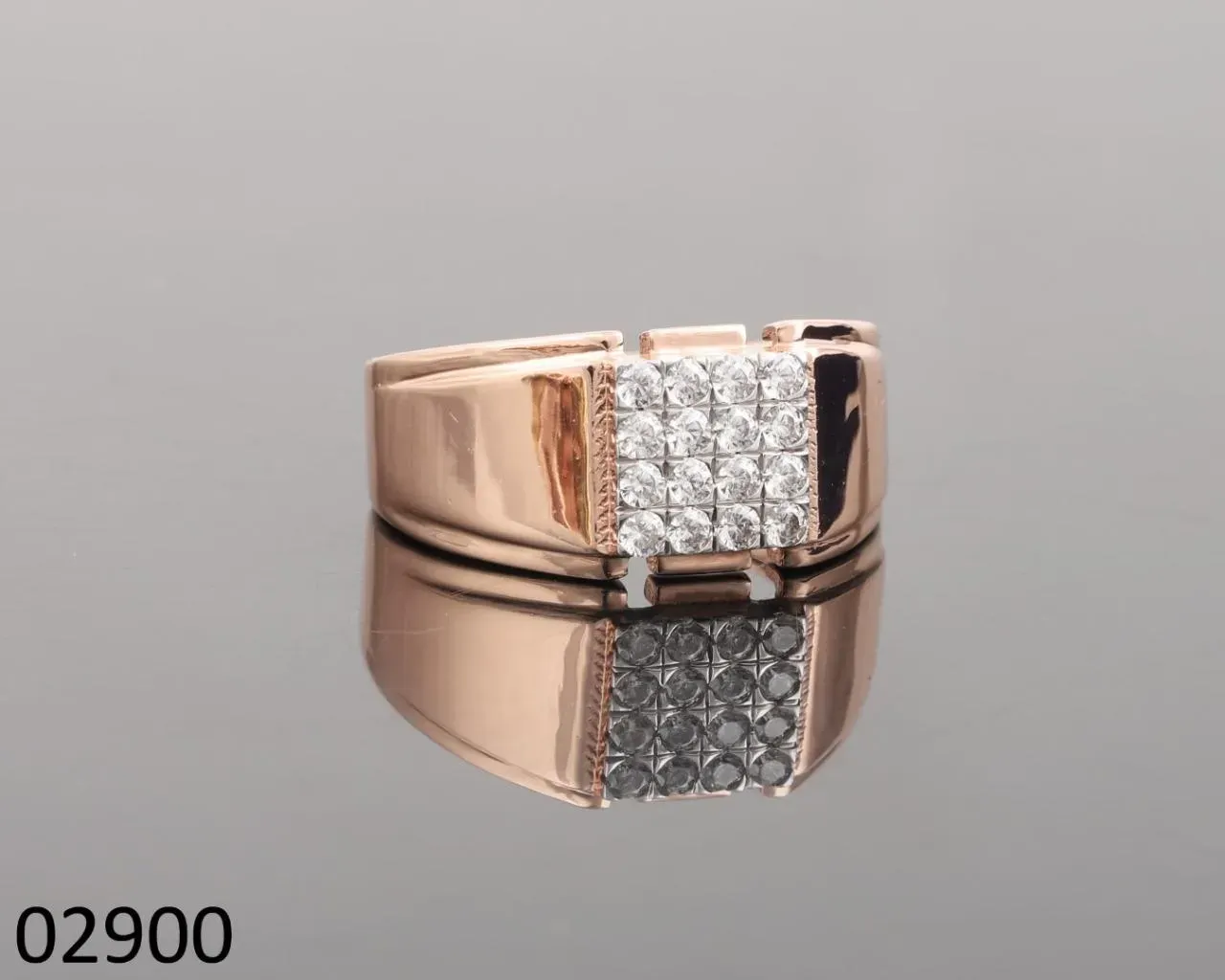 The Ahaan Rose Gold Square Cluster Ring — Square diamond cluster with grooved channel shoulders by Chawla Jewellers