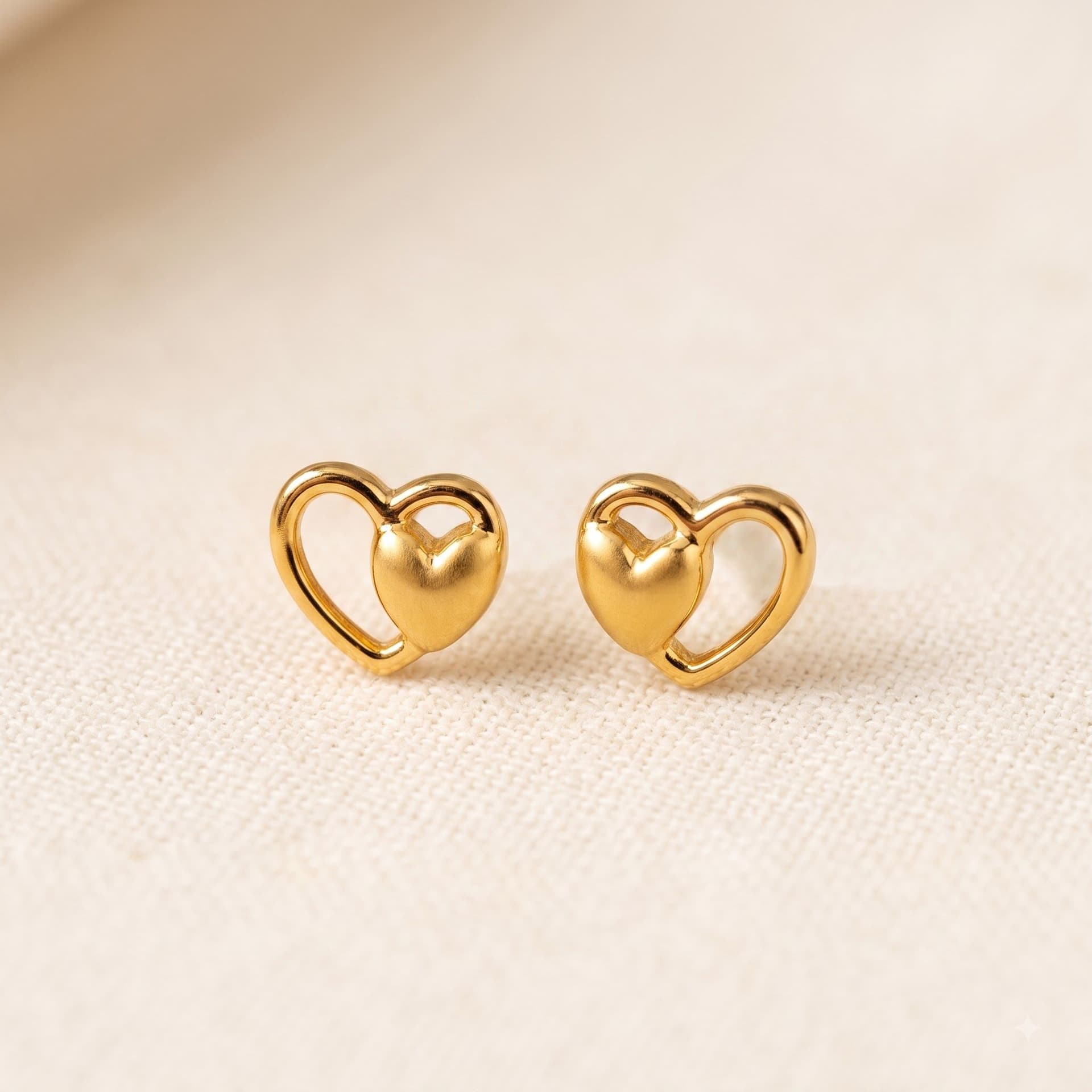 Gold Heart Stud Tops by Chawla Jewellers