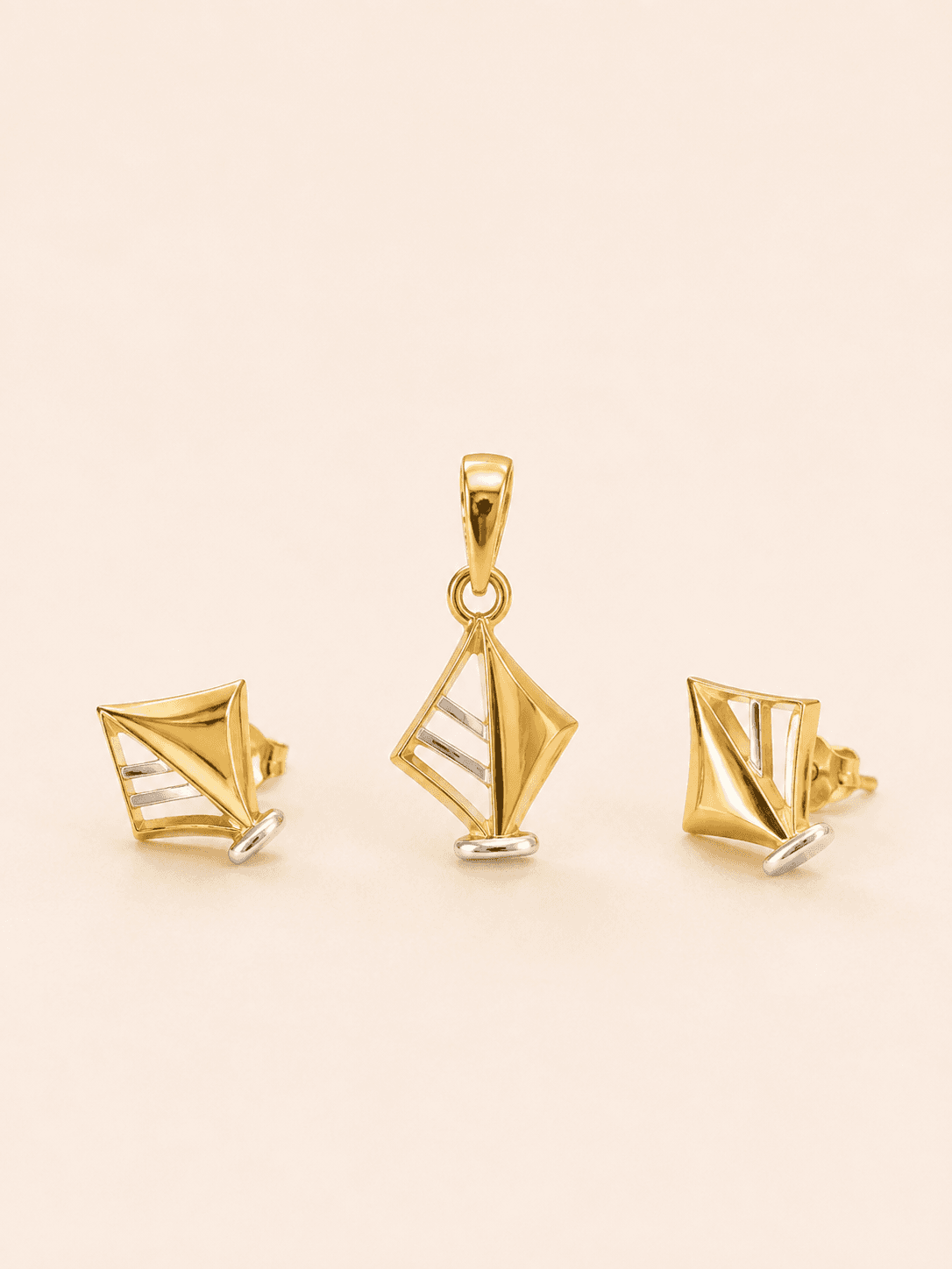 Striped Gold Drop Earrings by Chawla Jewellers