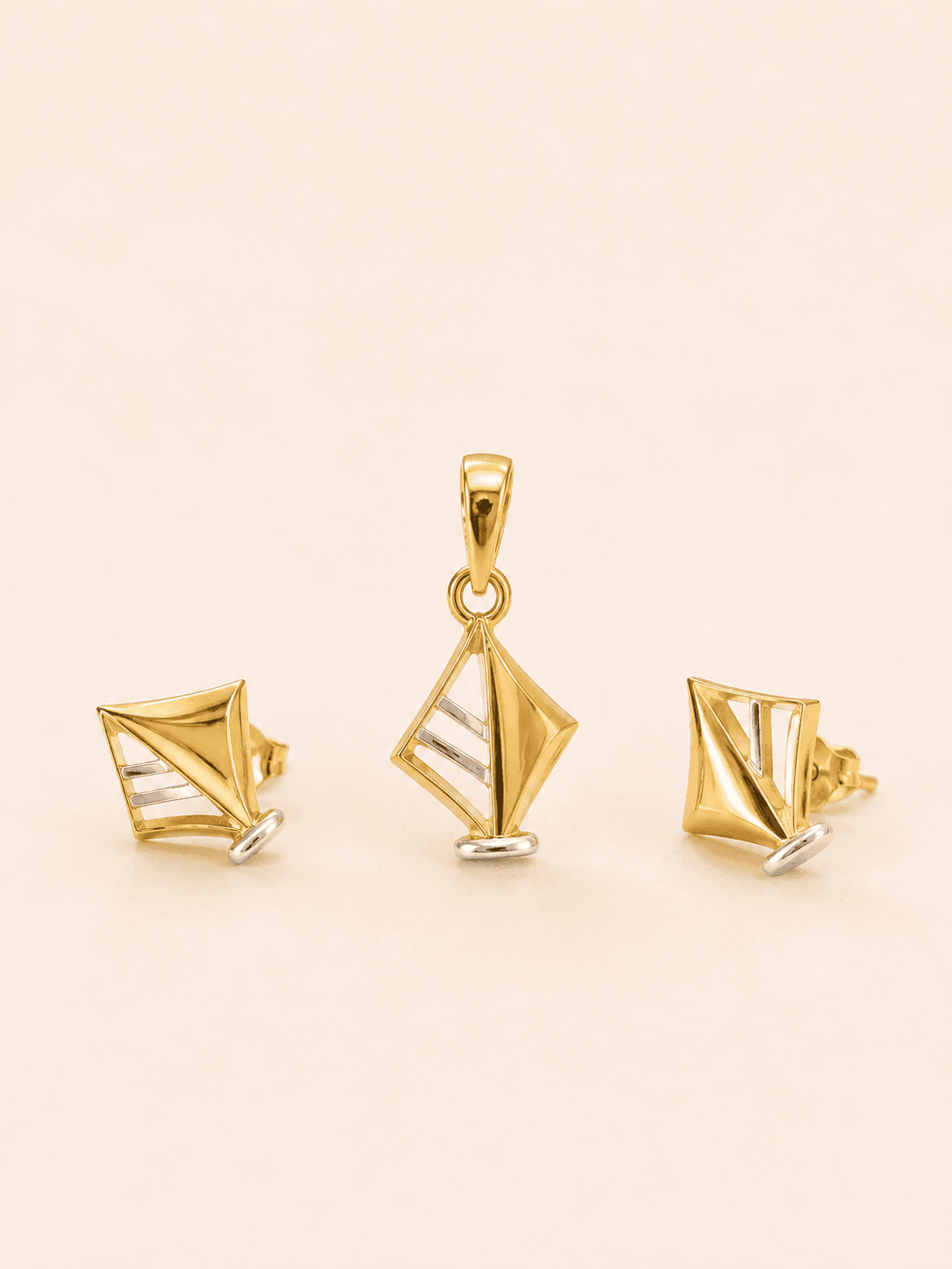 Striped Gold Drop Earrings — Contemporary textured stripe drops in 22kt yellow gold by Chawla Jewellers