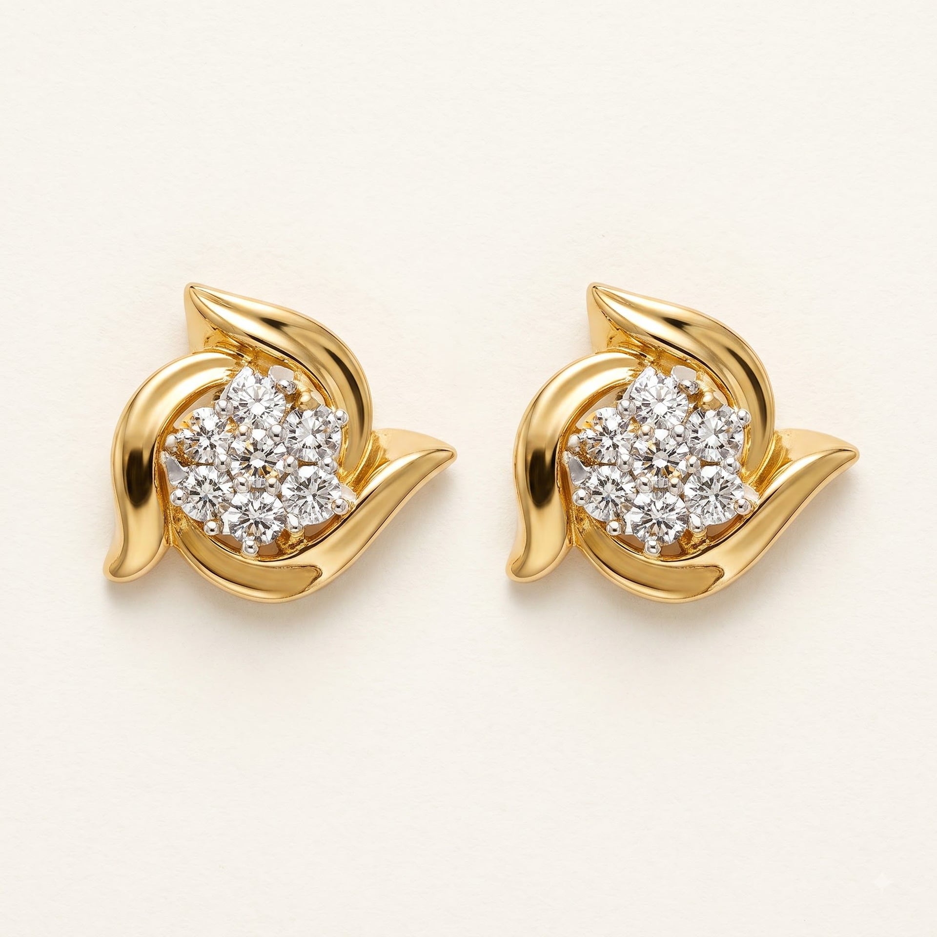 Blade Tops Earrings — Sleek angular blade drops in brushed 22kt gold by Chawla Jewellers