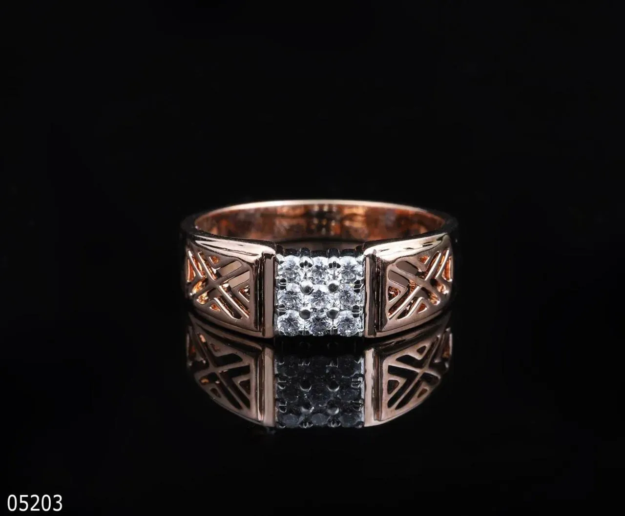 The Vihaan Geometric Cluster Ring — Stepped rectangular diamond cluster in 18kt gold by Chawla Jewellers